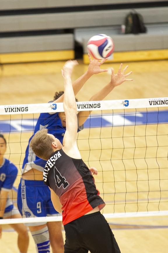 Volleyball action photo during a spike
